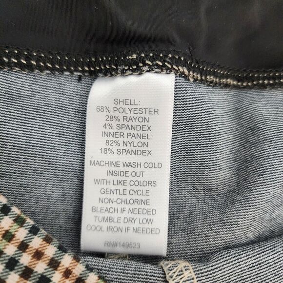 Alexander Jordon Leggings Sz 2X Plaid Tummy Control Pull On Multi Brown Slimming - Picture 7 of 8